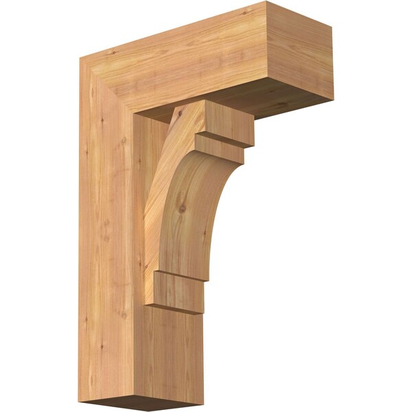 Ekena Millwork Merced Block Smooth Bracket w/ Offset Brace, Western Red Cedar, 7 1/2"W x 18"D x 26"H BKT0806X18X26MRC05SWR - main